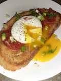 Tomato and poached egg garlic toast