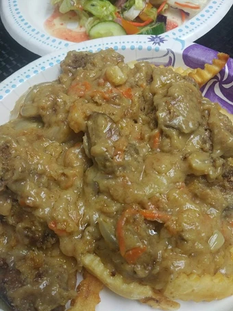 Recipe Smothered Chicken Liver over French Fries the So Delicious So Delicious
