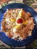 Arroz tibio con jardinera y mayonesa