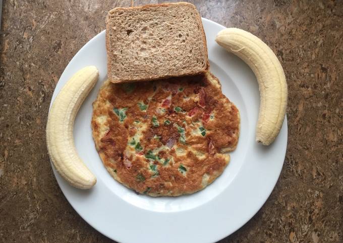 Breakfast cheese omelette # banana and bread