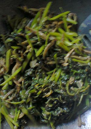 Foto resep )- Tumis Bayam Teri Asin -(