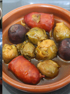 Una foto de Chorizos, morcilla y coles a la sidra