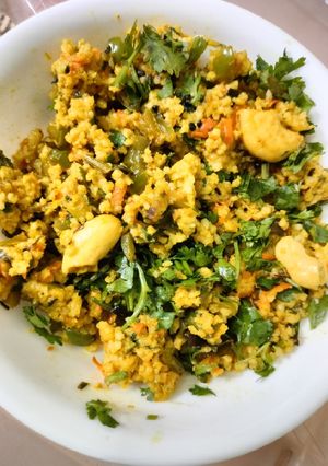 A picture of Banyard millet upma.