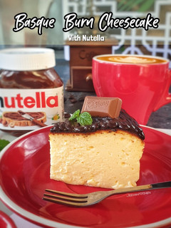 Foto resep Basque Burn Cheesecake with Nutella