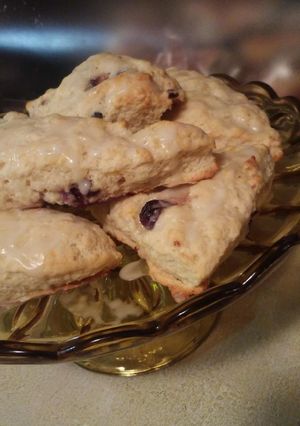 A picture of Glazed Lemon Blueberry Scones.