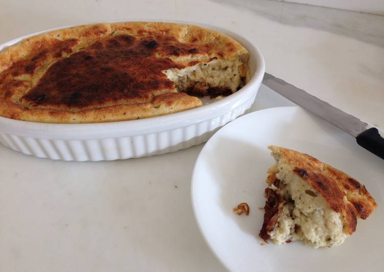 Step-by-Step Guide to Make Perfect Goats cheese, Caramelised onion and thyme souffle