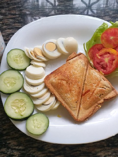 A picture of Grated Eggs n Vegetables sandwich #Theme Challenge.