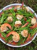 “ผัดหน่อไม้ฝรั่งกุ้งสด”