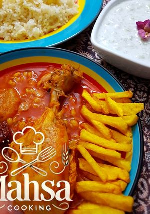 عکسی از دستور قیمه با مرغ