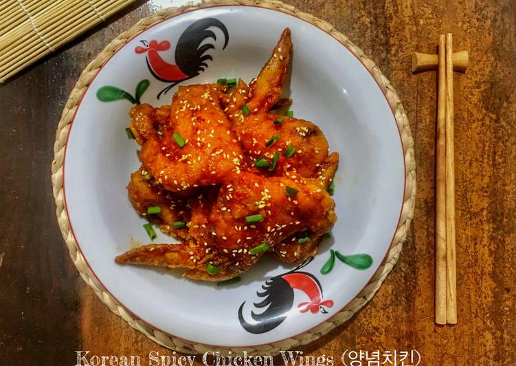 Cara menyajikan Korean Spicy Chicken Wings (양념치킨)  yang Sempurna