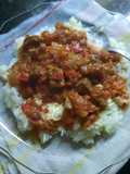 Simple arroz con carne estofada
