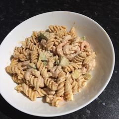 A picture of Prawn, chilli and avocado pasta salad.