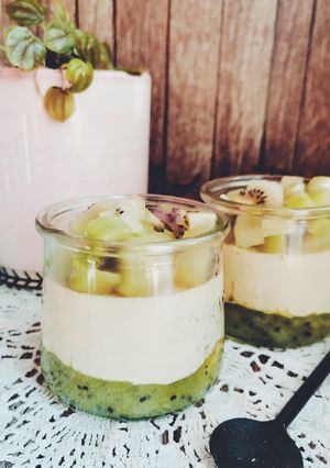 Une photo de Panna cotta kiwi
