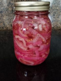 A picture of Super Easy Pickled Red Onions.