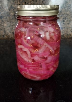 A picture of Super Easy Pickled Red Onions.