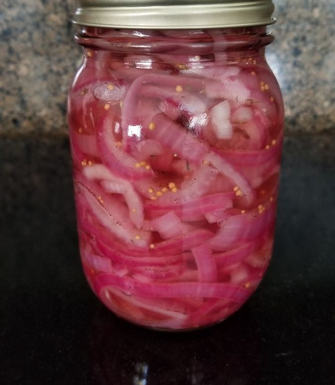 A picture of Super Easy Pickled Red Onions.