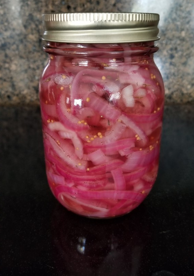 A picture of Super Easy Pickled Red Onions.
