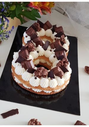 A picture of Vanilla & Kinder Number Cake.