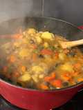 Spanish stew with chorizo and morcilla