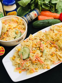A picture of Bowtie pasta salad.