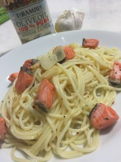 Foto resep Spaghetti Aglio Olio Salmon