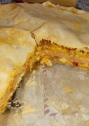 Una foto de Tarta de pollo y jamón & queso