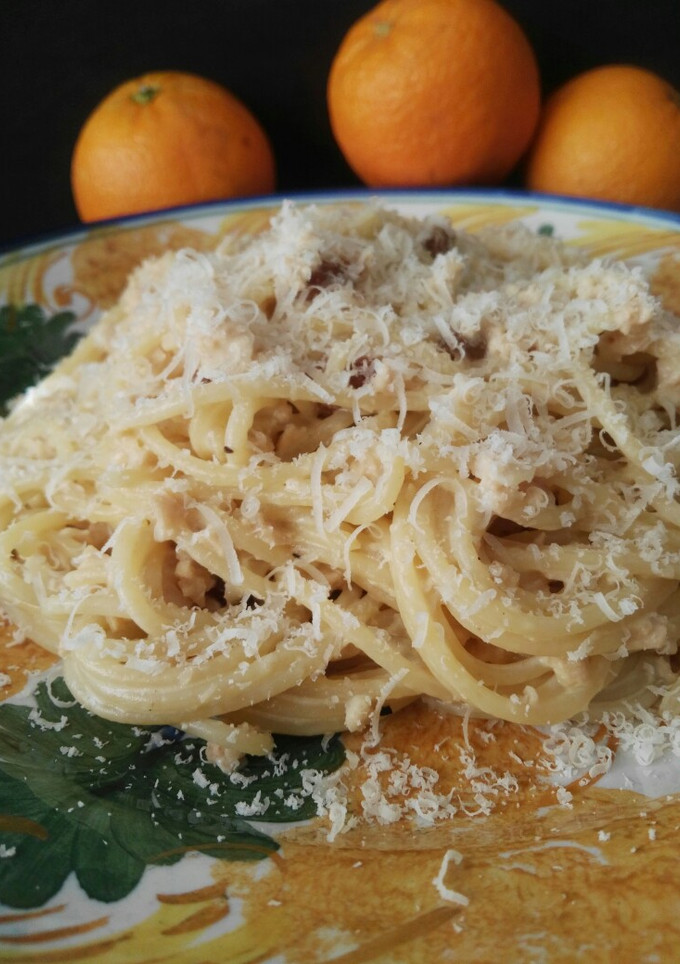Una foto de Spaghetti con soja a la naranja