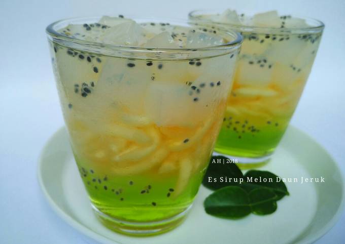 Cara Membuat Es Sirup Resep Es Sirup Melon Daun Jeruk oleh Arista Hilman - Cookpad