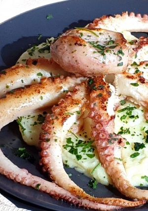 Foto di Polipo alla piastra con crema di patate
