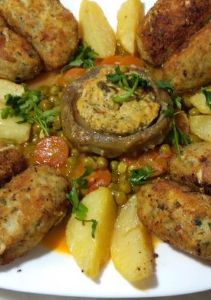 صورة لوصفة قرنون (ارضي شوكي) محشي بدجاج