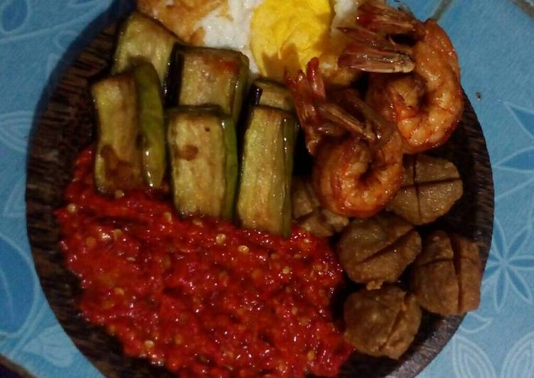 Udang goreng sambal penyet terong #PR_Olahan Udang