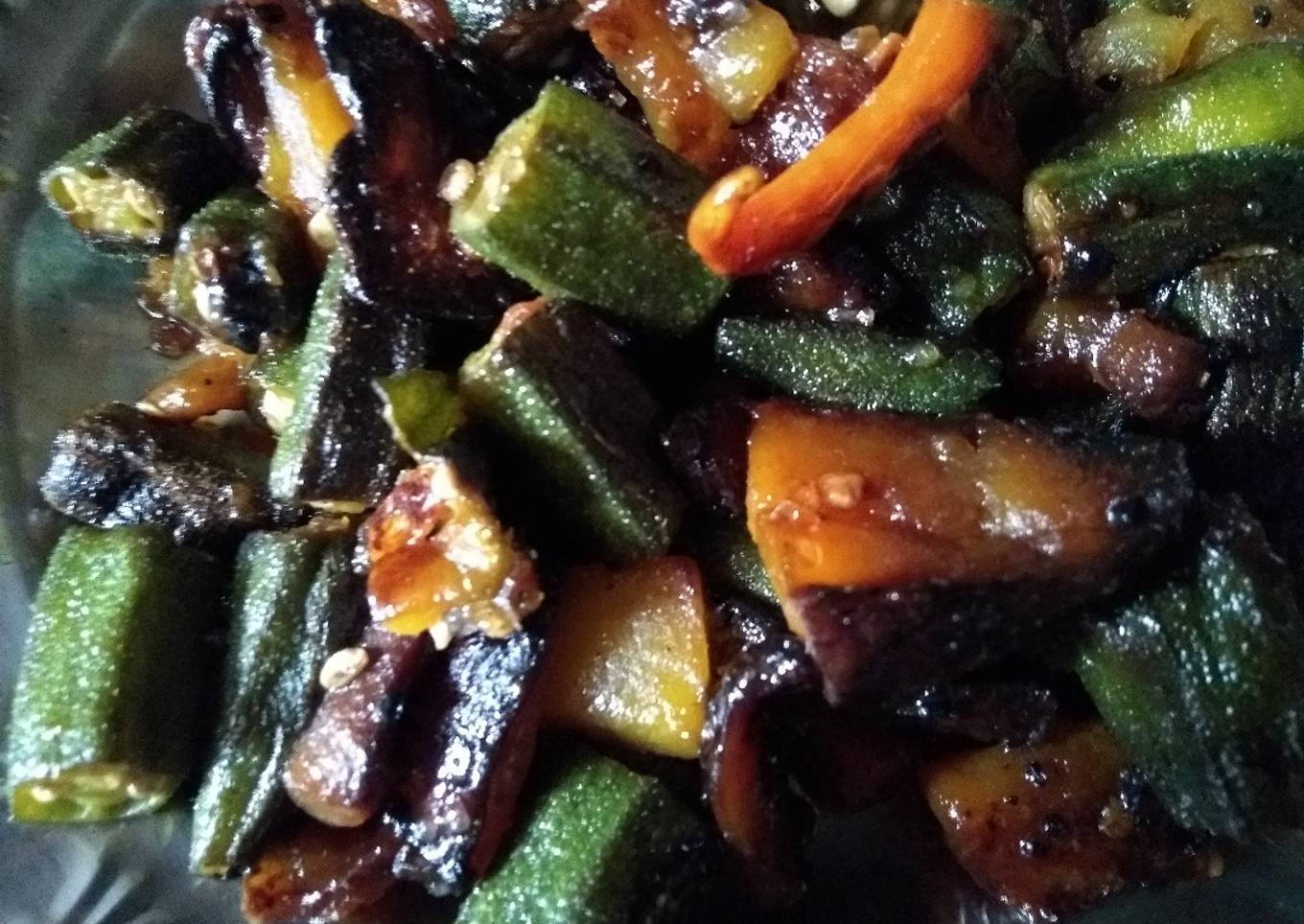 Okra pumpkin stir fry