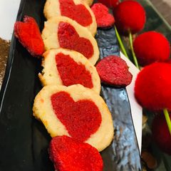 A picture of Vanilla heart cookies.