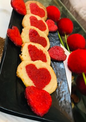 A picture of Vanilla heart cookies.