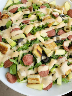 A picture of Panzanella Italian salad.