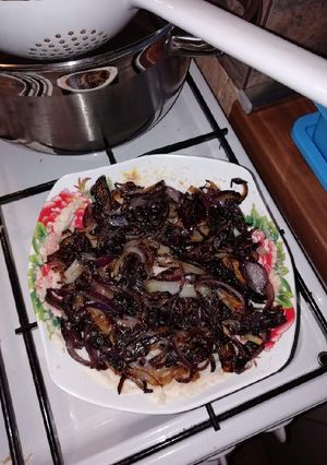 O poză a rețetei Fasole bătută cu ceapă.