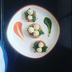 A picture of Cruncy Khichadi Nest With Paneer Balls.