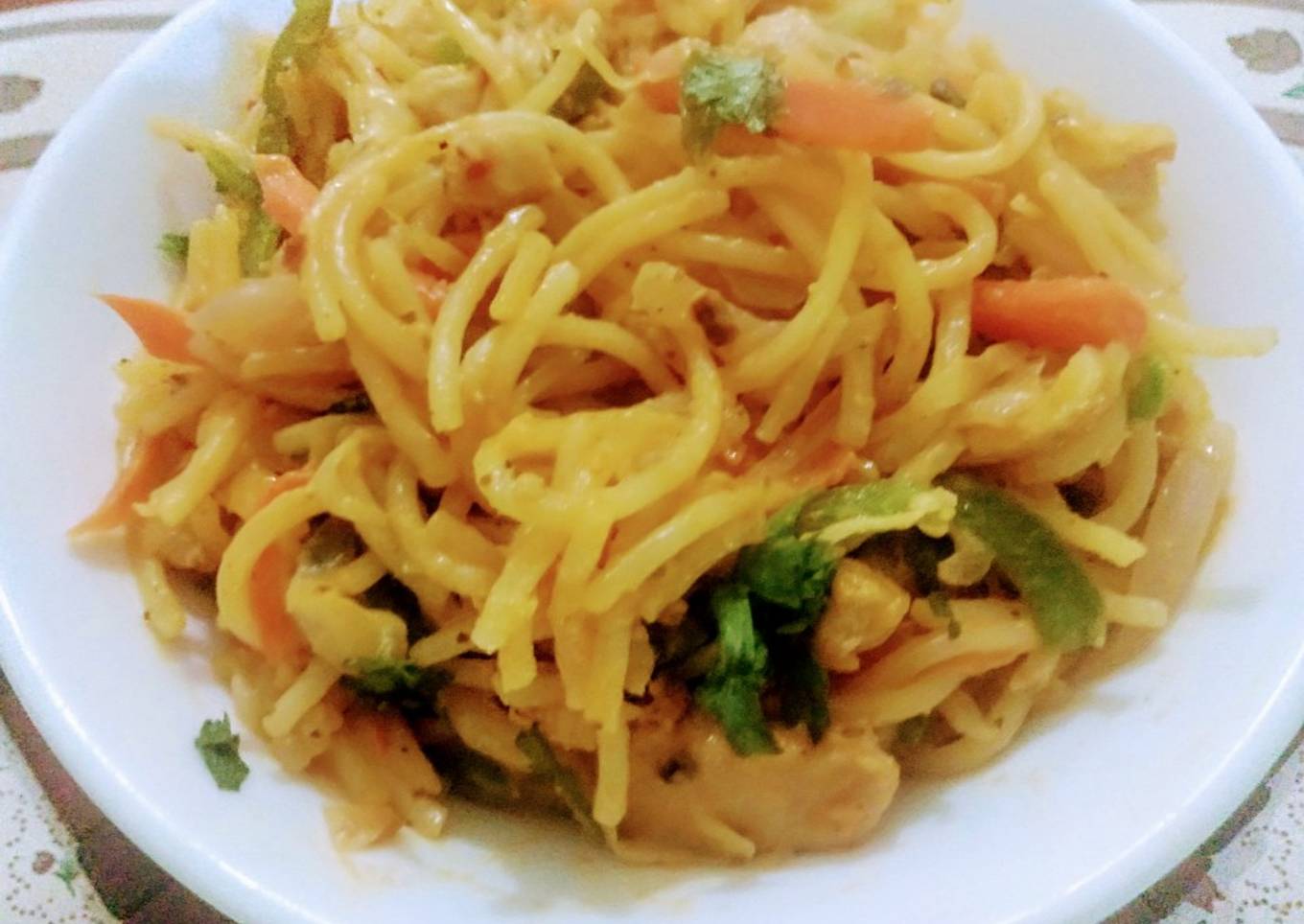 Cheesy chicken fajita spaghetti