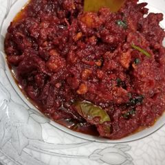 A picture of Beetroot qeema Chuqandar qeema.