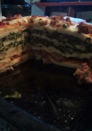 Una foto de Lasagna de carne picada y acelga