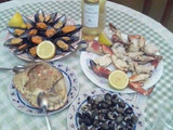Pequeña mariscada para aperitivo navideño