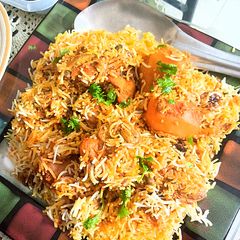 A picture of Chicken masala biryani.