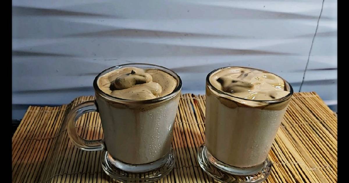 Resep Dalgona coffee, tanpa mixer, 3 menit, 3 bahan oleh