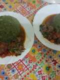 Mokimo and beef stew