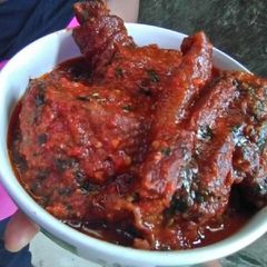 Fried Chicken with Ugu Leaves Stew A picture of Fried Chicken with Ugu Leaves Stew.