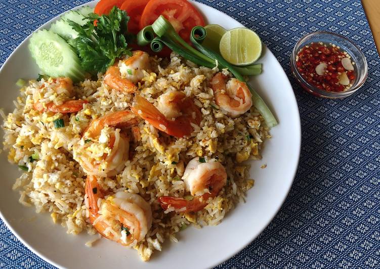 Thai Fried Rice Recipe with Prawn •Khao Pad Goong |ThaiChef food