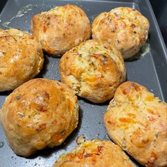 A picture of Crab stuffed cheddar bay biscuits.