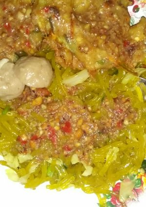 Foto resep Mie aci / mie leor kuning + sambel kacang