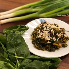 Spring Onion Spinach Sabzi – Lunch Recipe – Green Leafy Vegetable A picture of Spring Onion Spinach Sabzi – Lunch Recipe – Green Leafy Vegetable.