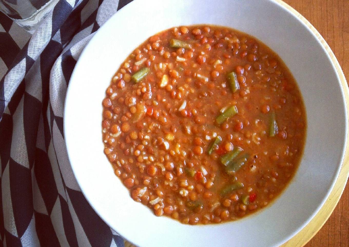 Lentejas con arroz y verduras